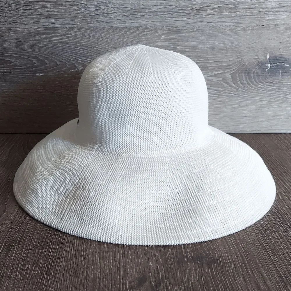 Scala Women's Knitted Poly Straw Big Brim Hat White One Size